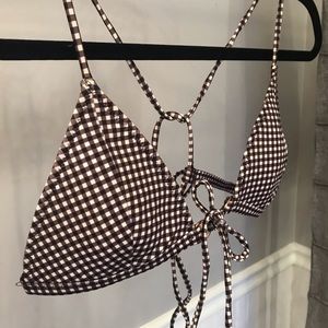 Checkered Triangle Swim Top